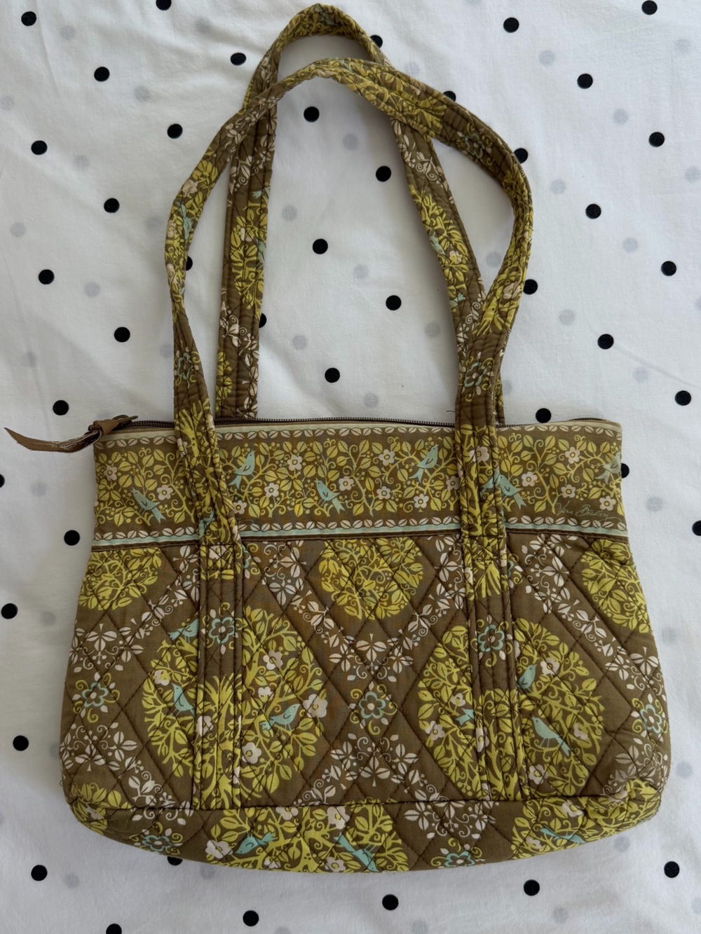 Vera Bradley Quilted Floral Tote in Olive and Yellow
